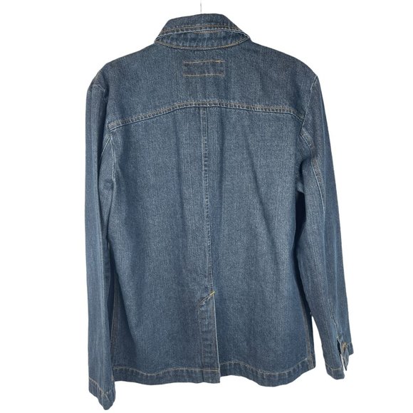 RARE Vintage Oshkosh Dark Denim Chore Barn Coat 90's Utility Workwear LG - Picture 2 of 6